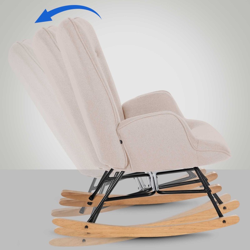 Moderni keinutuoli mukavalla istuimella ja puisilla jalaksilla