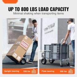 Alumiiniseos- ja hiiliteräsrunkoinen kaksikäyttöinen taitettava käsikärry ja tasokärry 363 kg