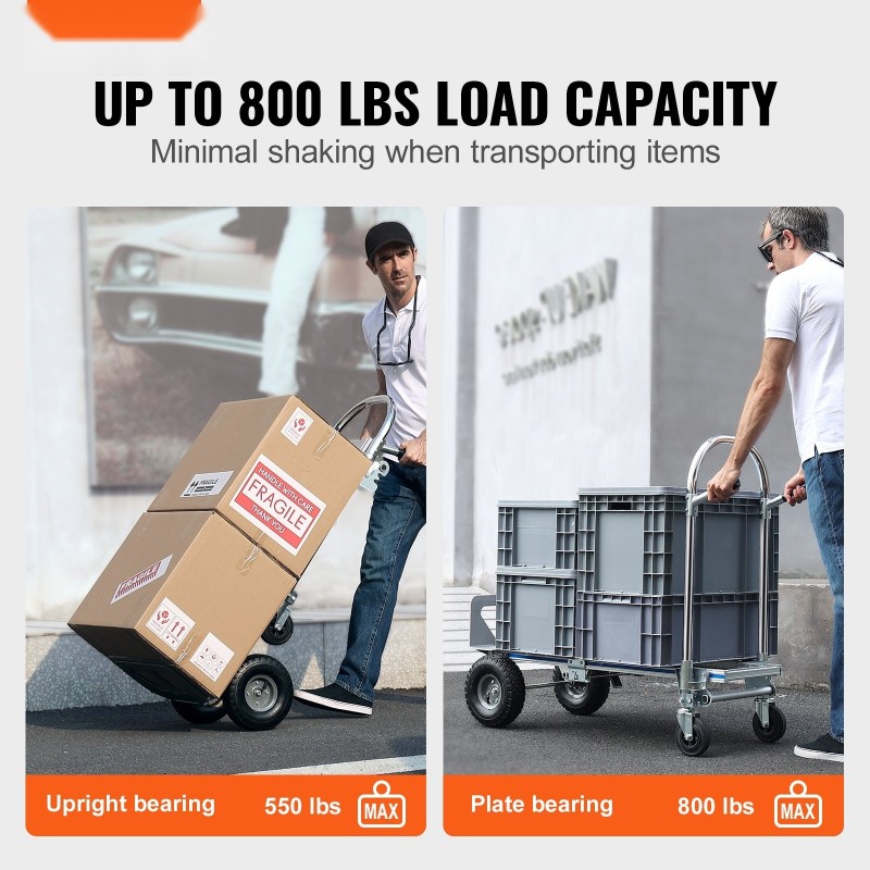 Alumiiniseos- ja hiiliteräsrunkoinen kaksikäyttöinen taitettava käsikärry ja tasokärry 363 kg