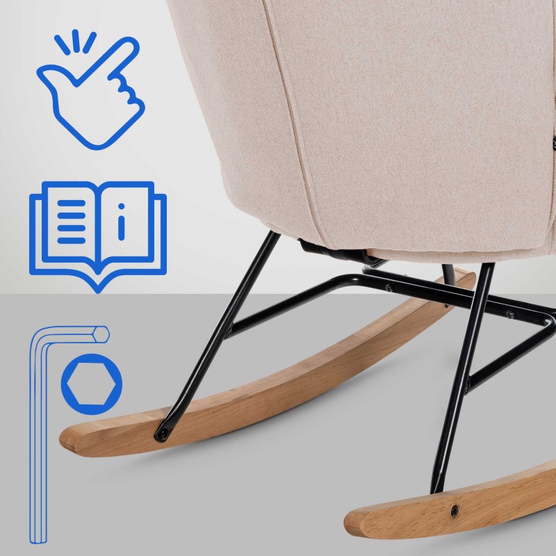 Moderni keinutuoli mukavalla istuimella ja puisilla jalaksilla