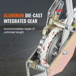 Köysitalja 750 kg vetokyky polyesteriköysi 30,48 m 1,52 cm 2 koukkua