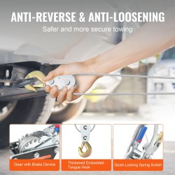 Räikkävinssi hiiliteräsvaijeri 3,5 m 5 t vetokapasiteetti 3 koukkua kaksoisratasrakenne