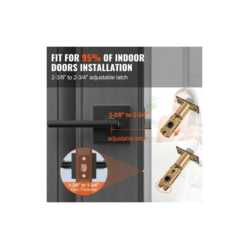 Ovenkahvasetti 5 kpl sinkkiseos matta musta käännettävä avaimeton lukitus 45° kääntö sisäoviin