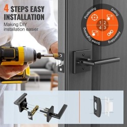 Ovenkahvasetti 5 kpl sinkkiseos matta musta käännettävä avaimeton lukitus 45° kääntö sisäoviin