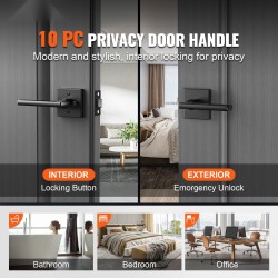 Sisäoven painikesetti 10 kpl sinkkiseos mattamusta yksityislukolla käännettävä 45 asteen