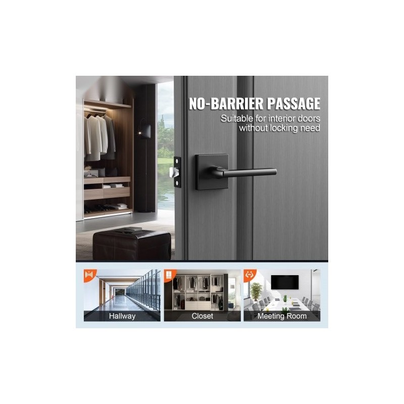 Väliovenpainike mattamusta sinkkiseos 1 kpl avaimeton käännettävä sisäoviin 35–45 mm