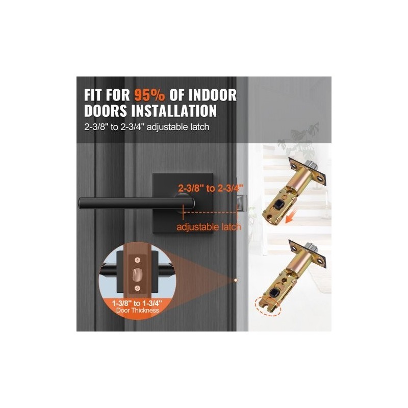 Väliovenpainike mattamusta sinkkiseos 1 kpl avaimeton käännettävä sisäoviin 35–45 mm