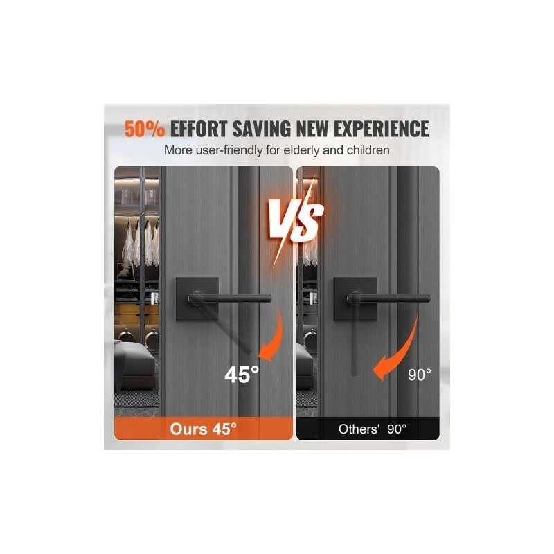 Väliovenpainike mattamusta sinkkiseos 1 kpl avaimeton käännettävä sisäoviin 35–45 mm