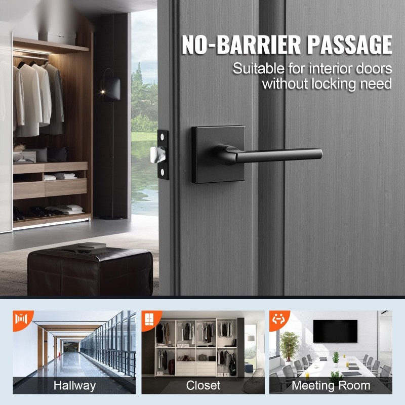 Välioven kahva mattamusta sinkkiseos 5 kpl avaineton käännettävä 35–45 mm oville