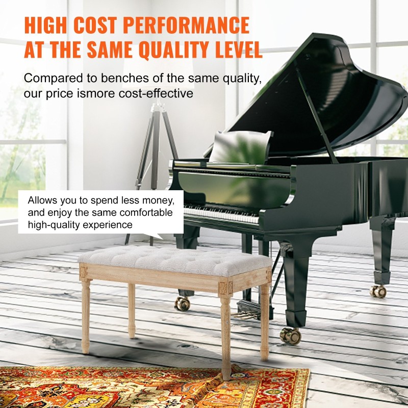 Verhoiltu penkki pellavakangas muistivaahto napitettu istuin 80x40x48 cm kumipuiset jalat beige