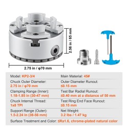 4-leukainen itsekeskittyvä sorvin istukka 45-teräs 70 mm KP2-3/4