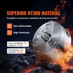 3-leukainen itsesäätyvä valurautainen sorvin istukka 125 mm