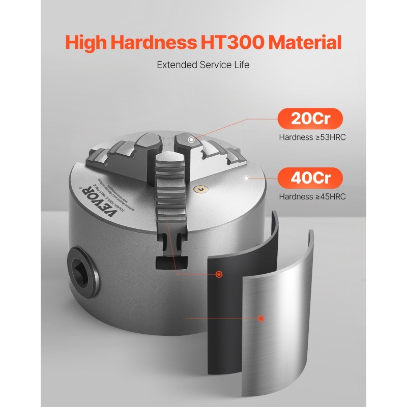 3-leukainen itsesäätyvä sorvin istukka HT300 80 mm puristusalue 2–63 mm