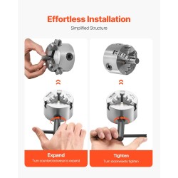 3-leukainen itsesäätyvä sorvin istukka HT300 80 mm puristusalue 2–63 mm