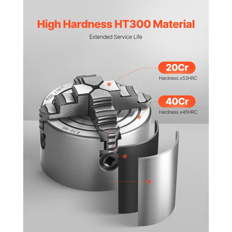 4-leukainen sorvin istukka HT300 80 mm 5-80 mm puristusalue sisä- ja ulkopuristukseen