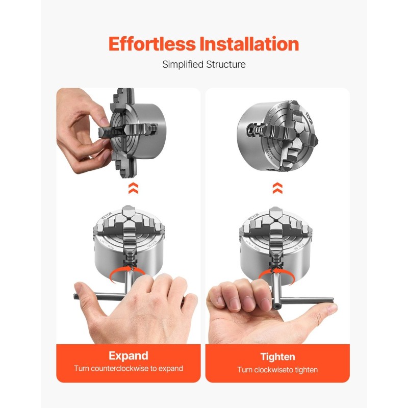 4-leukainen sorvin istukka HT300 80 mm 5-80 mm puristusalue sisä- ja ulkopuristukseen