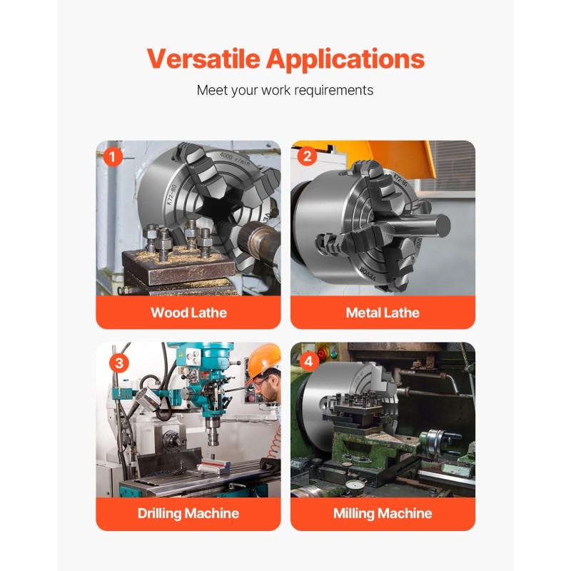 4-leukainen sorvin istukka HT300 80 mm 5-80 mm puristusalue sisä- ja ulkopuristukseen