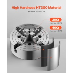 4-leukainen sorvinistukka HT300-valurauta 250 mm 15–250 mm kiristysalue puu ja metalli