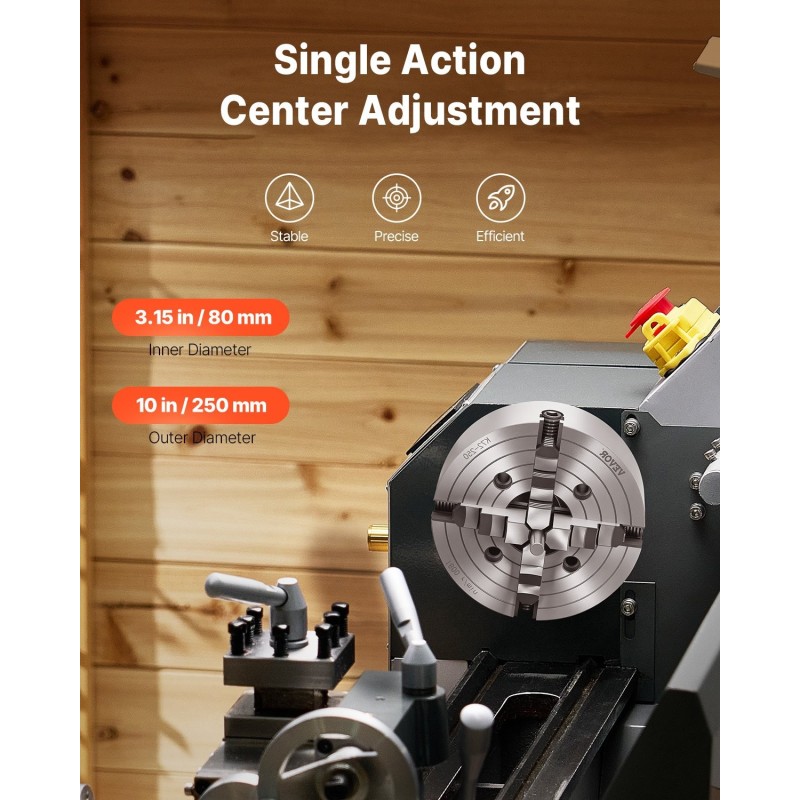 4-leukainen sorvinistukka HT300-valurauta 250 mm 15–250 mm kiristysalue puu ja metalli