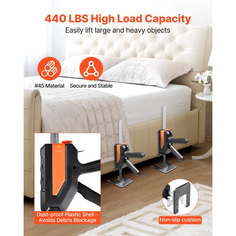 Käsikäyttöinen nostin 2 kpl 200 kg 195 mm magneettinen vatupassi musta