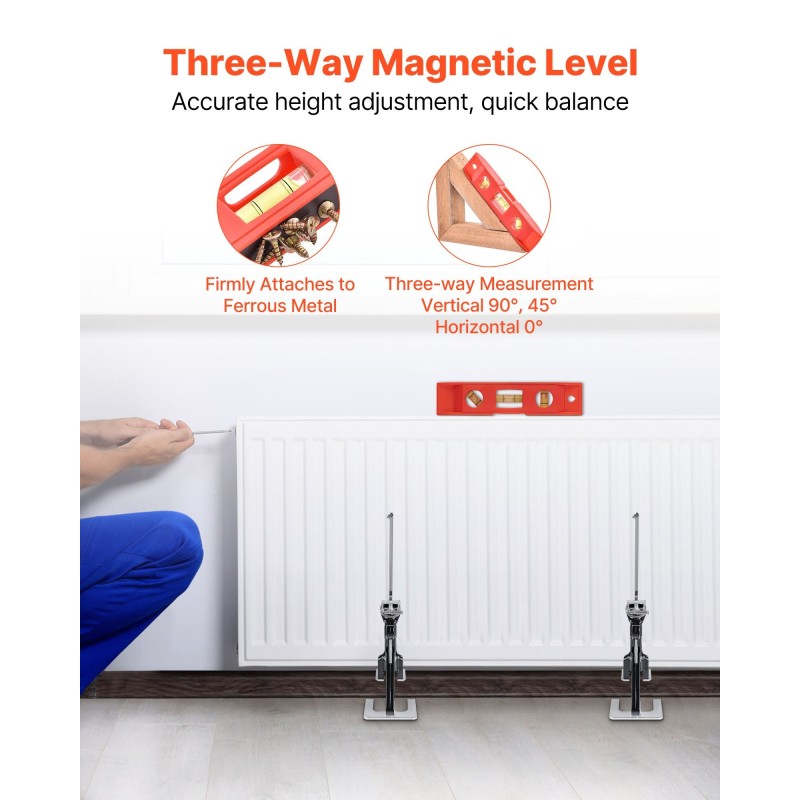 Käsinostin 2 kpl parin enimmäiskantavuus 200 kg 165 mm magneettinen vatupassi