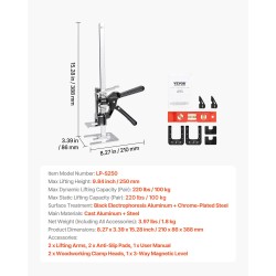 Käsinostimet 2 kpl valualumiini ja teräs 150 kg 250 mm magneettivesivaaka
