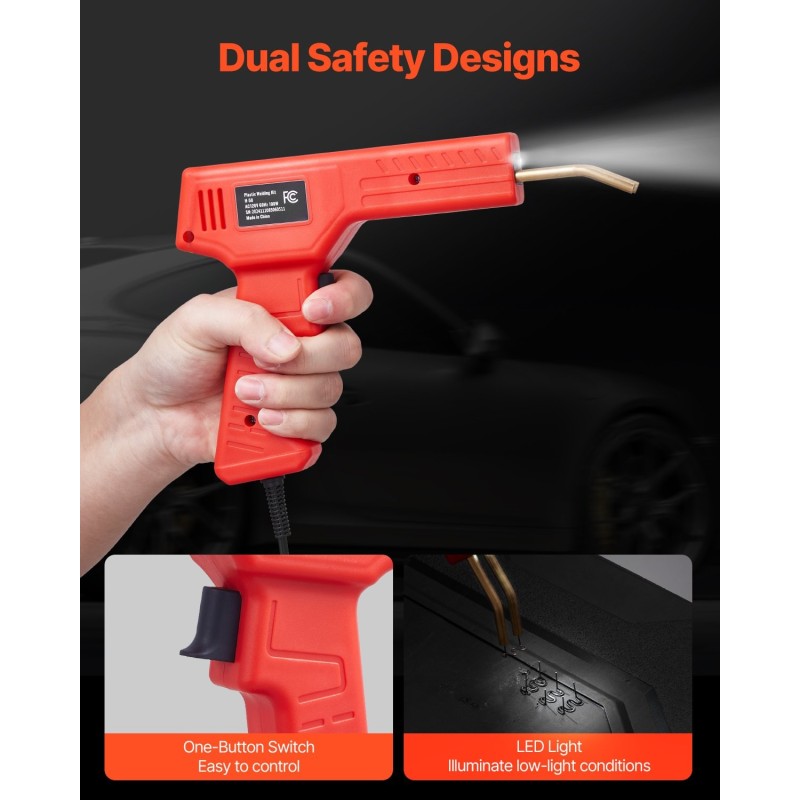 Muovihitsauspakkaus 100 W pistooli 60 ja 100 W juotoskolvi 1000 kuumaa niittiä