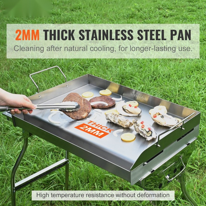 Liesitasogrilli ruostumattomasta teräksestä 587x395 mm esimaustettu tarttumaton kahvoilla kaasuliesille