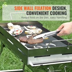 Liesitasogrilli ruostumattomasta teräksestä 587x395 mm esimaustettu tarttumaton kahvoilla kaasuliesille