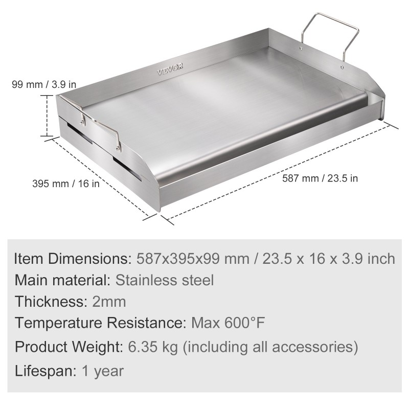 Liesitasogrilli ruostumattomasta teräksestä 587x395 mm esimaustettu tarttumaton kahvoilla kaasuliesille