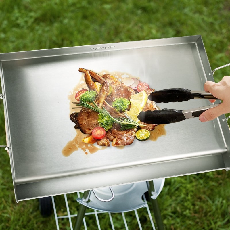 Liesitasogrilli ruostumattomasta teräksestä 587x395 mm esimaustettu tarttumaton kahvoilla kaasuliesille