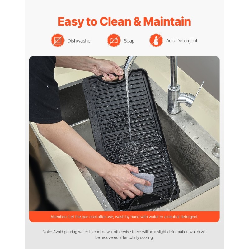 Valurautaparila 20x10 tuumaa esimaustettu kaksipuolinen kahvallinen musta