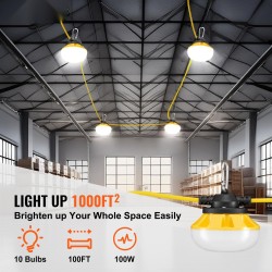 Rakennusvaloketju 30,5 m 10 lamppua 100 W 10000 lumenia IP65