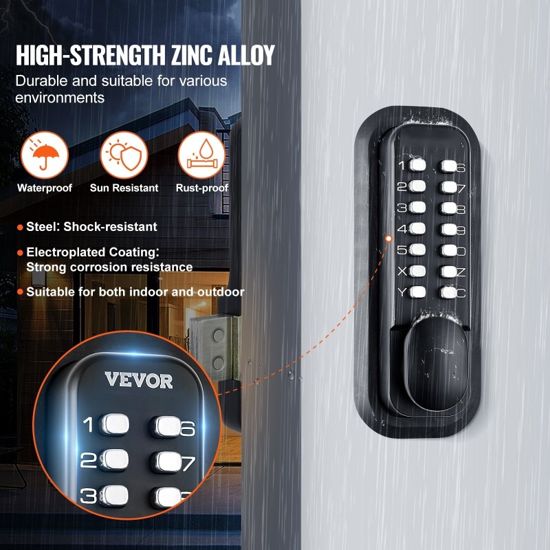 Mekaaninen avaimeton ovisalpa sinkkiseoksinen 14-näppäininen koodinäppäimistö pintakiinnitys ulkokäyttöön