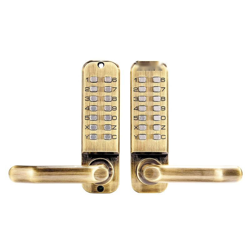 Mekaaninen näppäinlukko 14 näppäintä kahvalla sinkkiseosrunko säänkestävä oville 35–65 mm