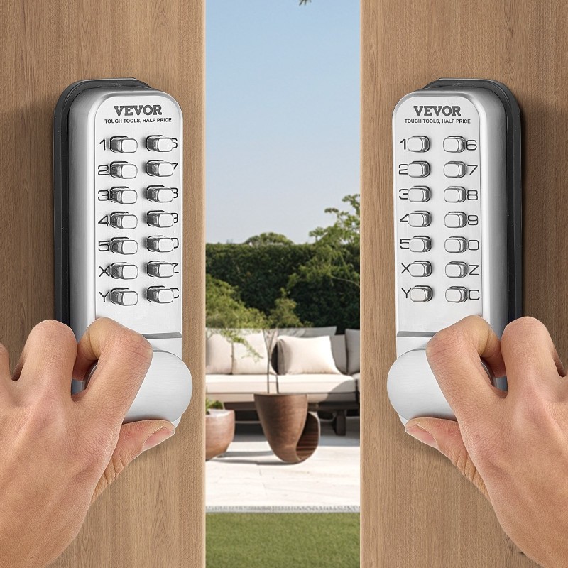 Mekaaninen avaimeton näppäimistölukko 14-näppäintä sinkkiseoksinen salpa ruostumaton teräs etulevy 35–65 mm oville