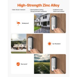 Mekaaninen näppäinlukko 14 näppäintä kaksipuolinen ruostumaton teräs pihaoviin