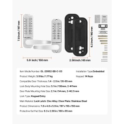 Mekaaninen näppäinlukko 14 näppäintä kaksipuolinen ruostumaton teräs pihaoviin