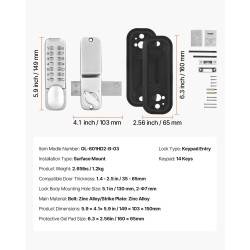 Mekaaninen näppäinlukko 14 näppäintä sinkkiseos pintakiinnitys 35–65 mm ulkokäyttöön