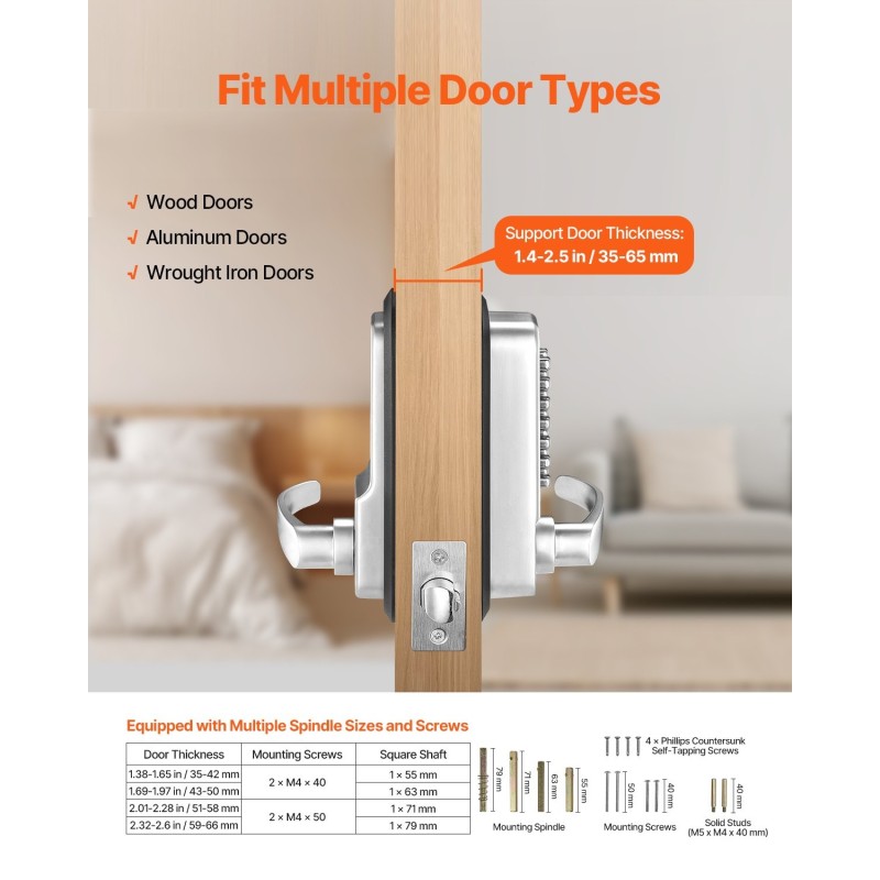 Mekaaninen avaimeton 14-näppäiminen näppäimistölukko kahvalla säänkestävä 35–65 mm