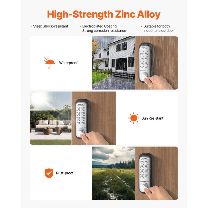 Mekaaninen avaimeton 14-näppäiminen näppäimistölukko kahvalla säänkestävä 35–65 mm