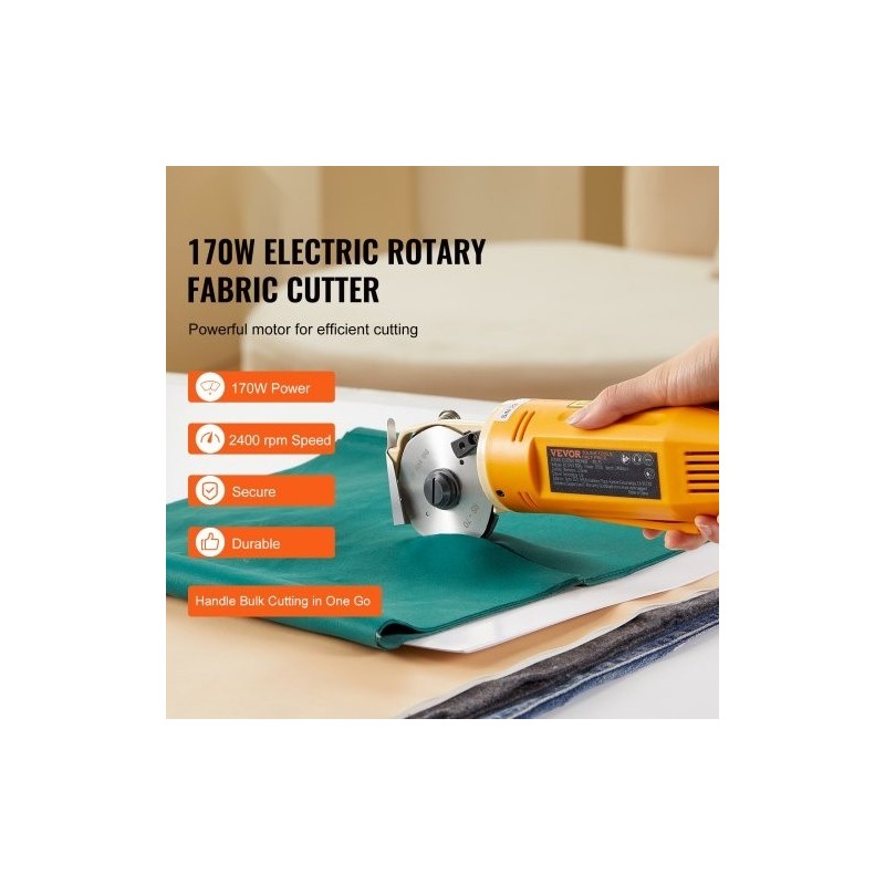 Sähköinen käsikäyttöinen kangasleikkuri 170 W 70 mm seosteräterä 25 mm leikkuupaksuus