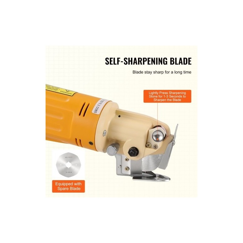 Sähköinen käsikäyttöinen kangasleikkuri 170 W 70 mm seosteräterä 25 mm leikkuupaksuus