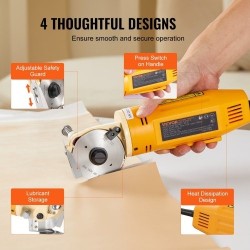 Sähköinen käsikäyttöinen kangasleikkuri 170 W 70 mm seosteräterä 25 mm leikkuupaksuus