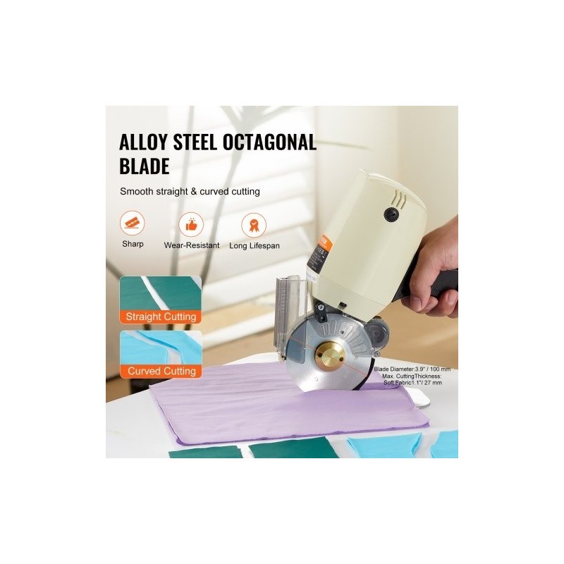 Sähköinen kangasleikkuri 250W kahdeksankulmainen 100 mm seosterä 27 mm leikkuupaksuus varaterä teroituskivet