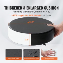 Pyörällinen jakkara PU-pintainen 400mm istuin säädettävä korkeus 460–605mm 181kg kantokyky musta