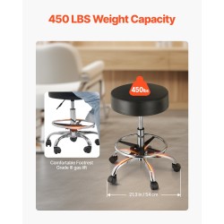 Pyörivä jakkara PU-nahkainen istuin säädettävä 55–71 cm metallinen jalkatuki pyörillä