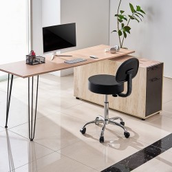 Jakkara korkeussäädettävä 84–100 cm pyörillä selkänojalla PU-keinonahka musta 204 kg