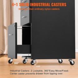 Puinen 3-laatikollinen arkistokaappi A4-asiakirjoille lukittava viidellä pyörällä