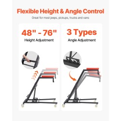 Auton yläpuolelta käytettävä teräksinen huoltotaso säädettävä 1219–1930 mm 181 kg kantavuudella